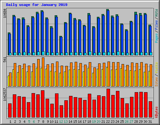 Daily usage for January 2019