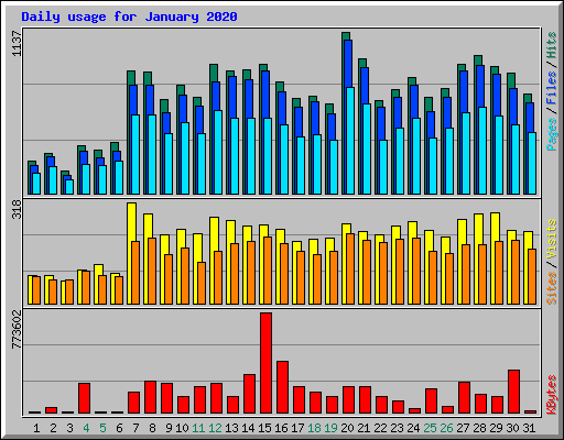 Daily usage for January 2020