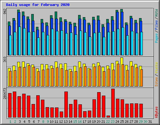Daily usage for February 2020