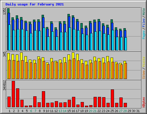 Daily usage for February 2021