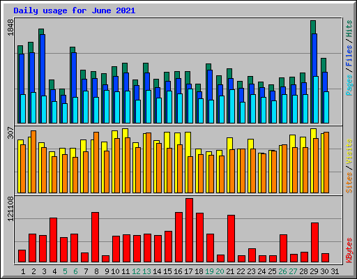 Daily usage for June 2021